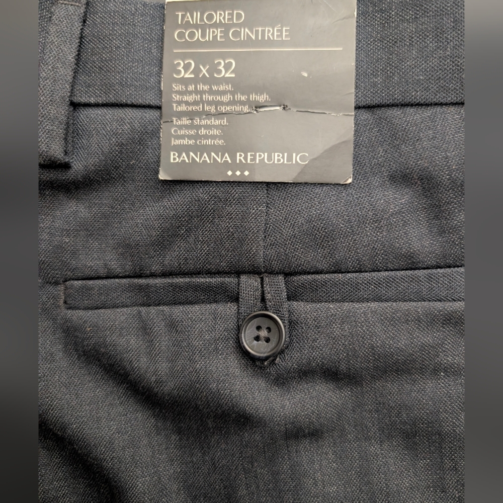 NWT Banana Republic Pants 32x32 Navy Stripe Tailored Fit Dress Trousers Office - Picture 9 of 11
